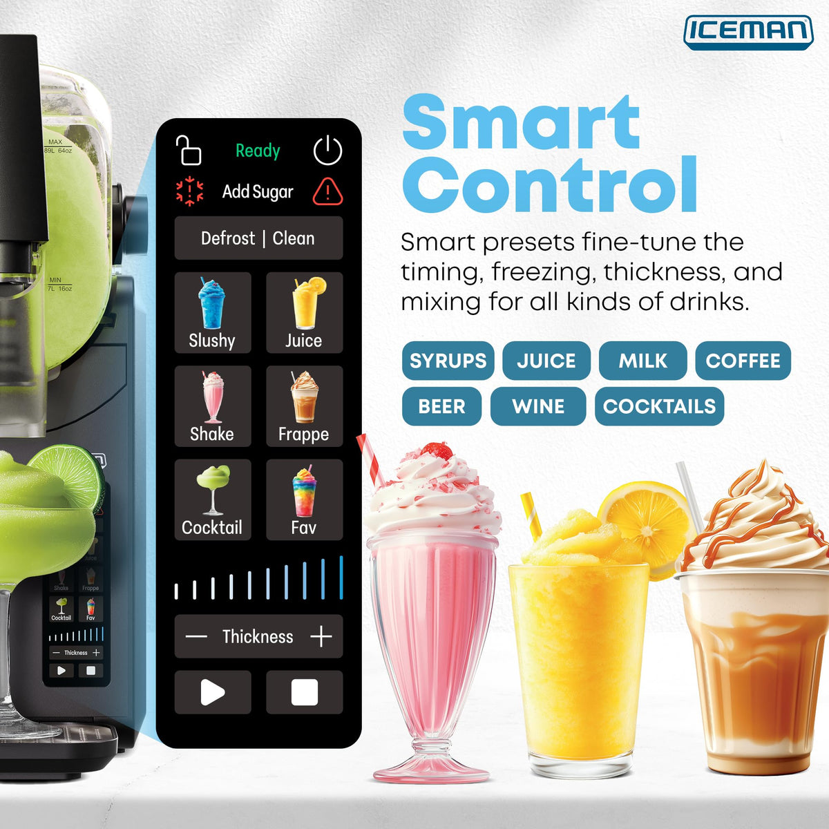 Iceman Slush-Ease Max control panel with waterproof buttons