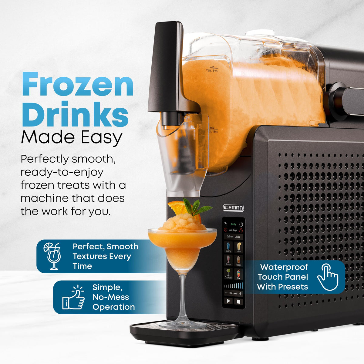Iceman Slush-Ease Max tank-full view for batch serving
