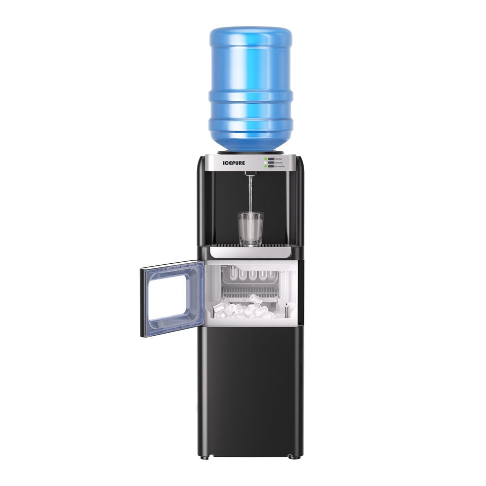 ICEPURE 3-in-1 dispenser front view with easily accessible hot and cold taps