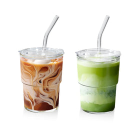 ICESIP 15 oz matcha cup set shows two tumblers with lids for on-the-go tea.