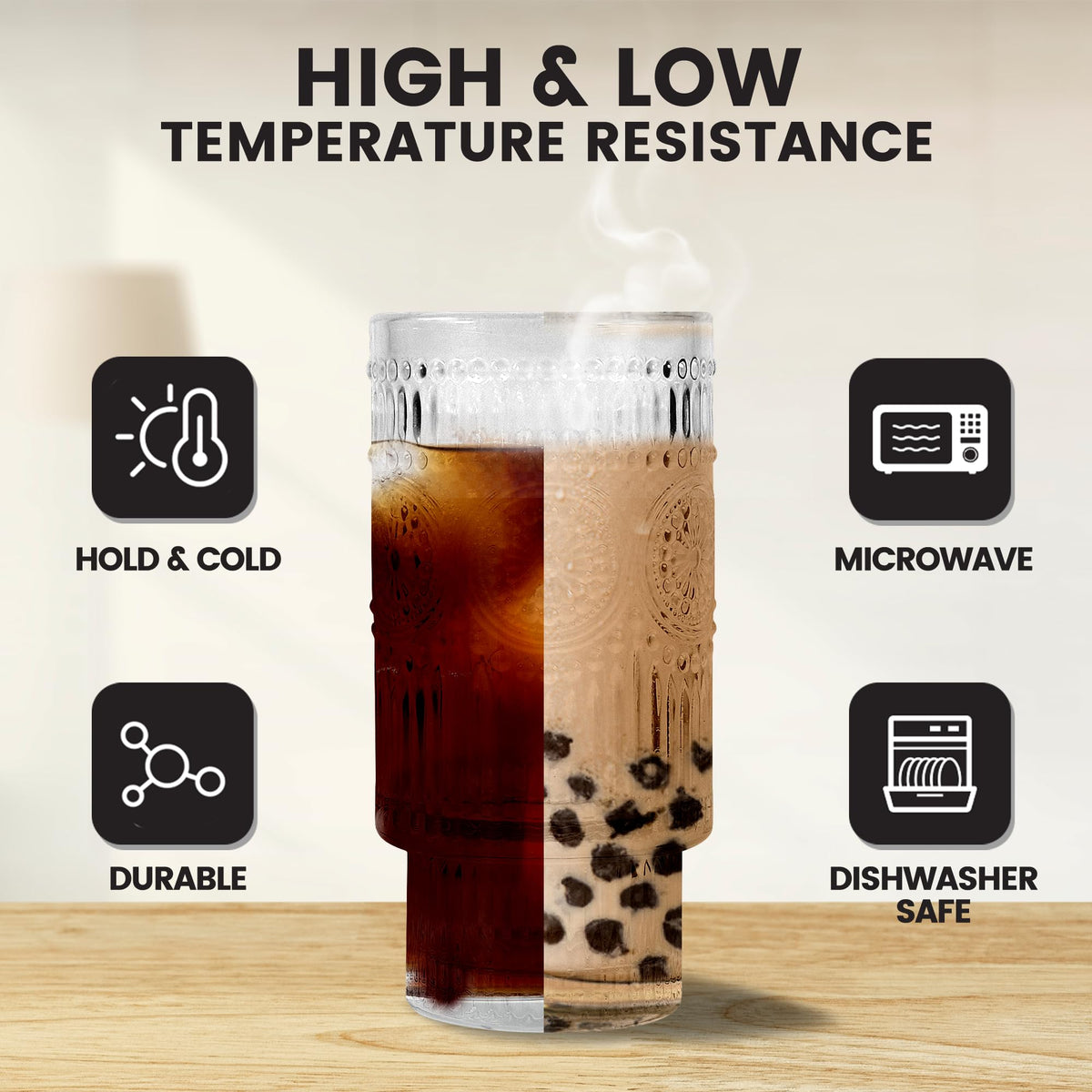 Icesip glass straws included for a clean, plastic-free sipping experience.