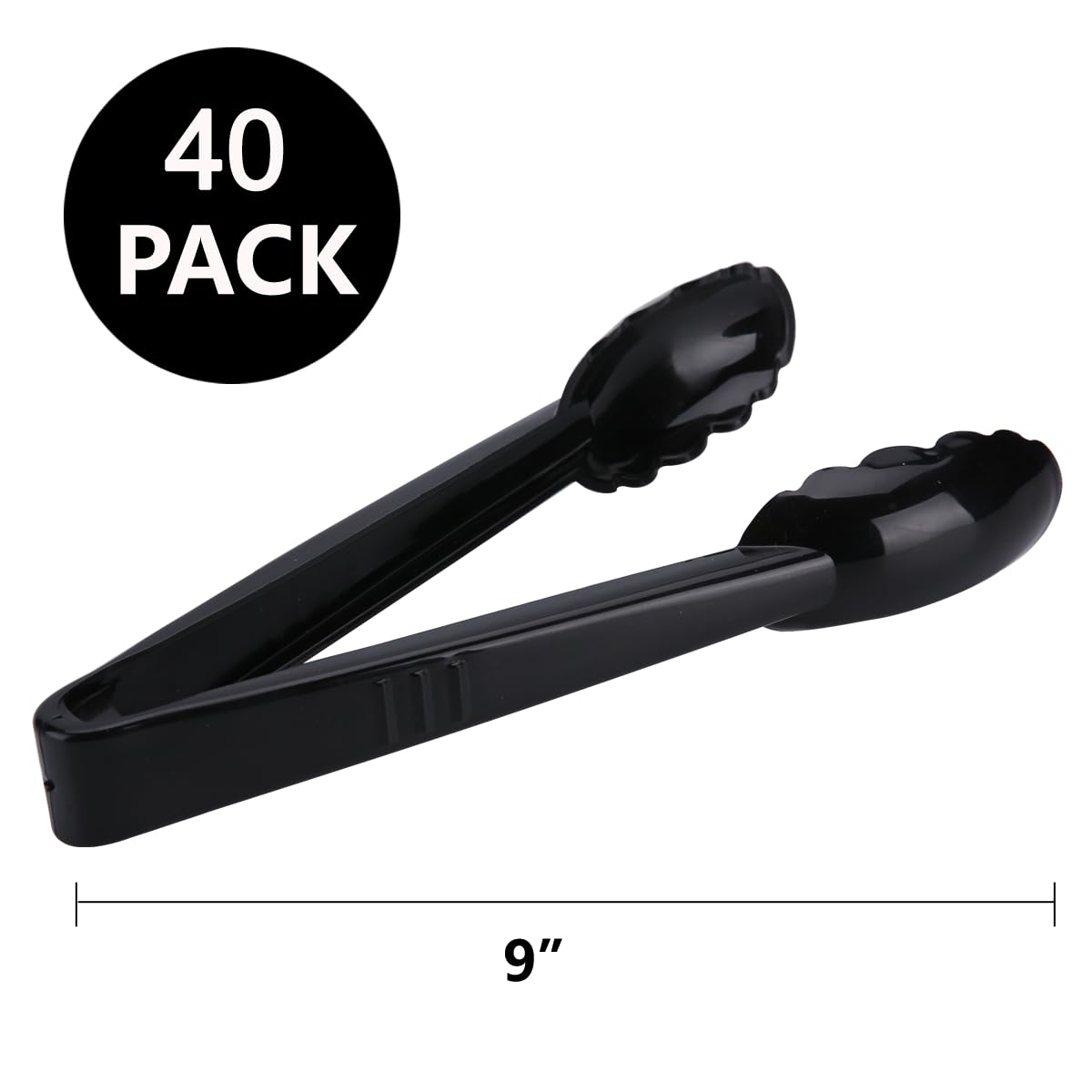 ICHROSAYA 9-inch disposable serving tongs with scalloped head for events.