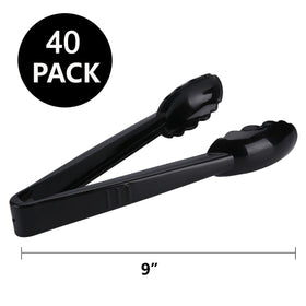ICHROSAYA 9-inch disposable serving tongs with scalloped head for events.