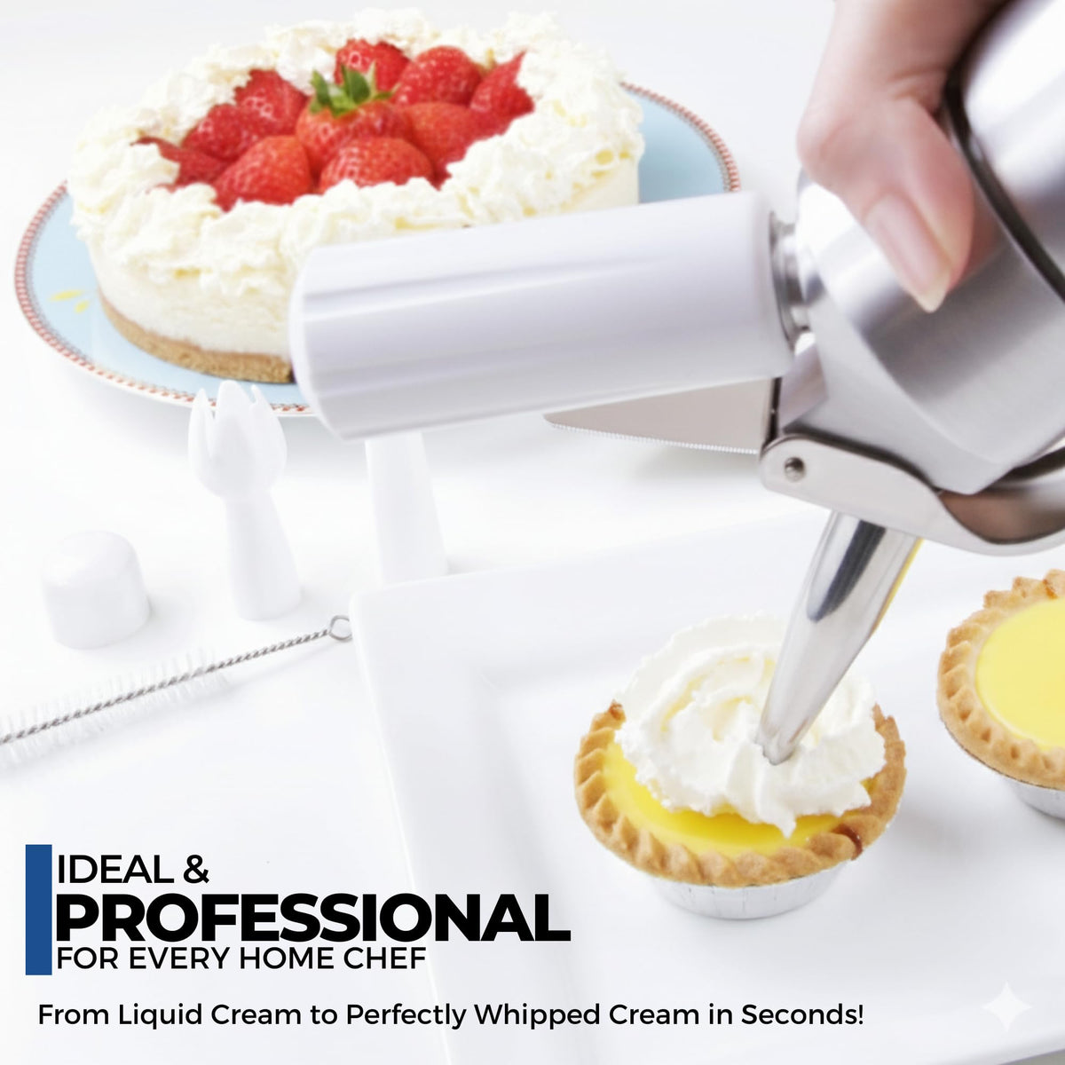 ICO dispenser in a kitchen setup ready for desserts and sauces