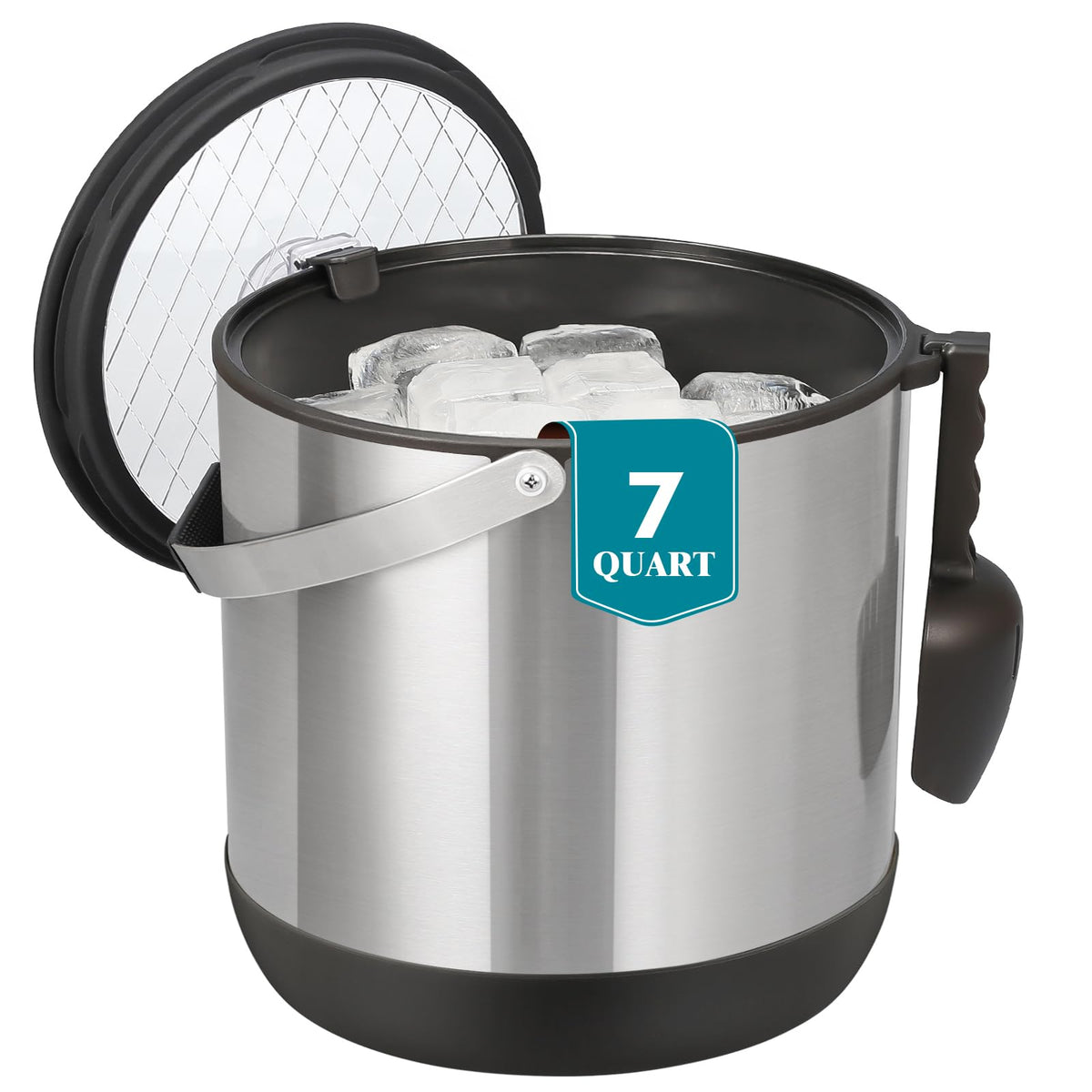 I·CODE 6.8L insulated ice bucket with lid for easy party service.