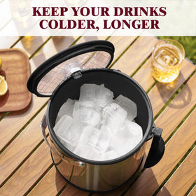 I·CODE ice bucket with scoop keeps ice accessible during gatherings.