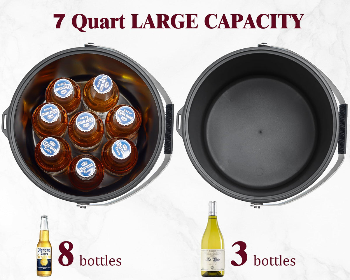 I·CODE ice bucket with hangable lid and scoop keeps utensils within reach.