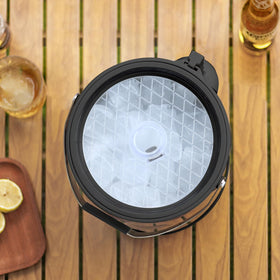 I·CODE insulated ice bucket shows stainless outer wall for lasting cold.