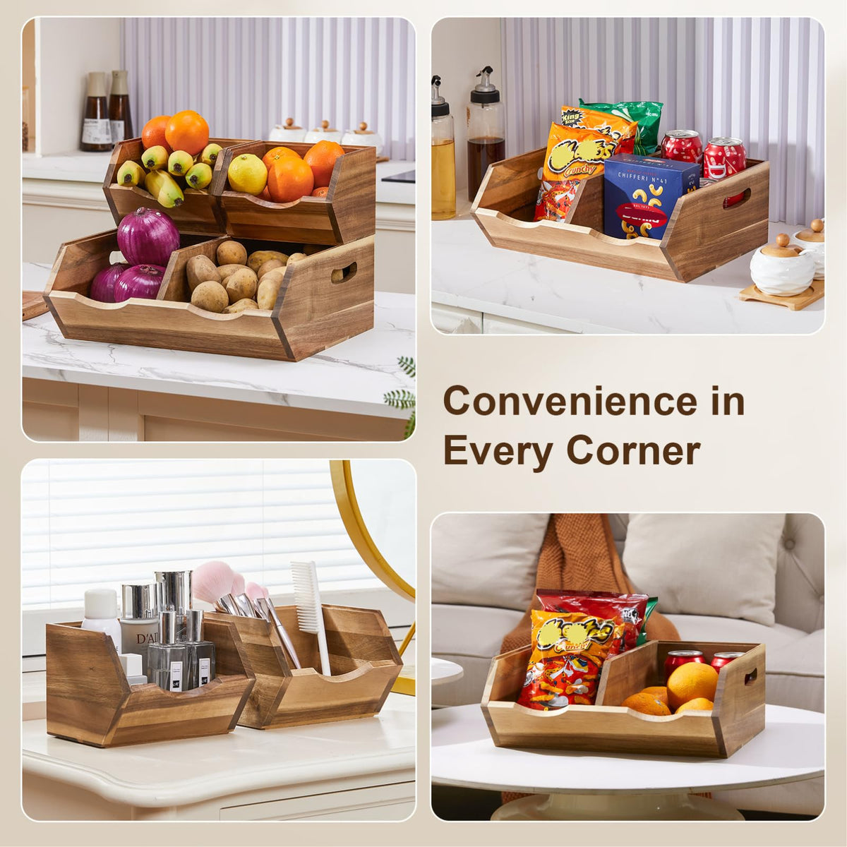 ICOHOT Acacia pantry bin placed in a kitchen for organized storage