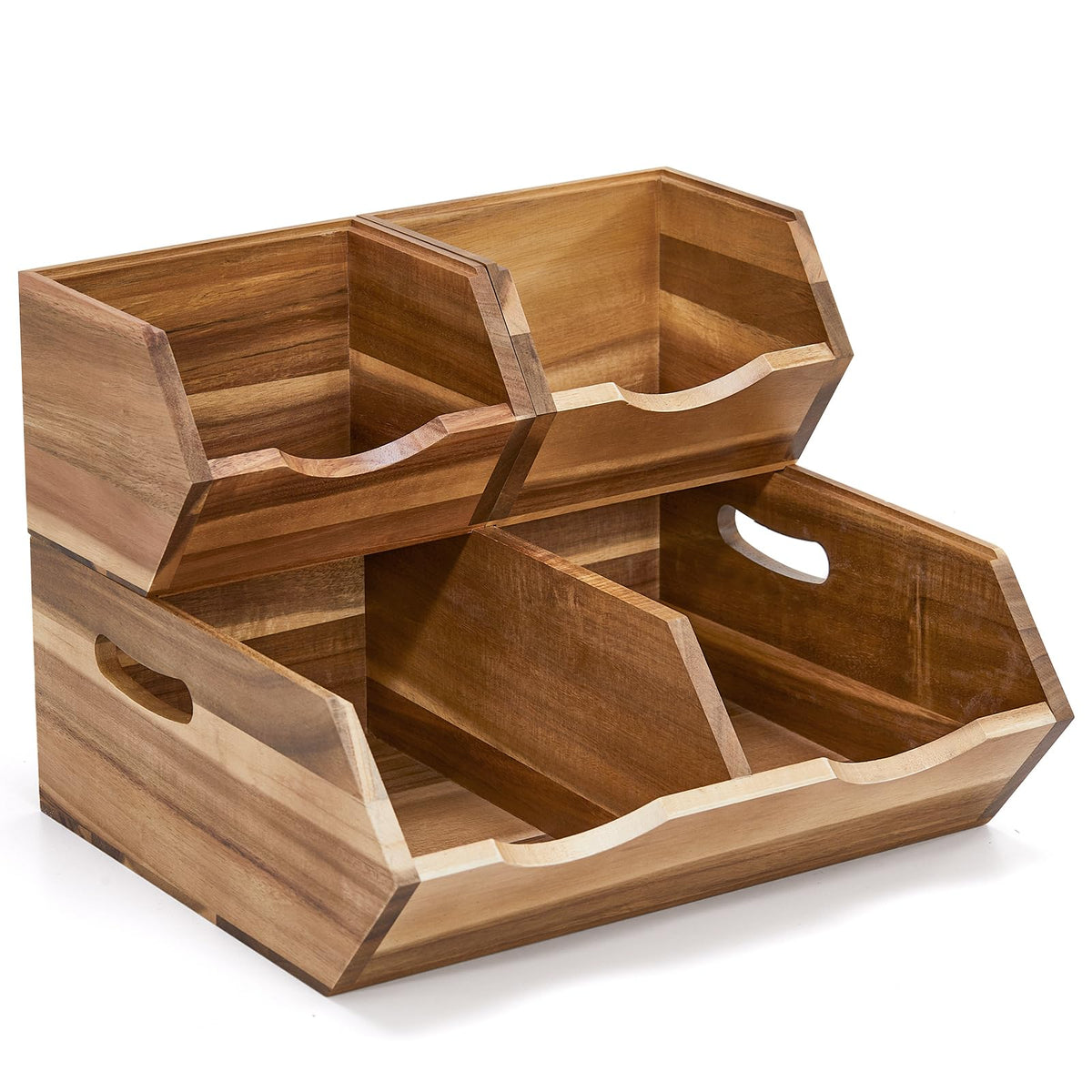ICOHOT Acacia pantry bin unboxed and ready to use without assembly