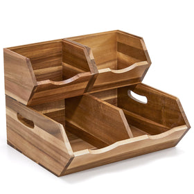 ICOHOT Acacia pantry bin unboxed and ready to use without assembly