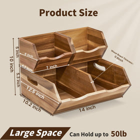ICOHOT Acacia pantry bin size comparison shows large and small bins