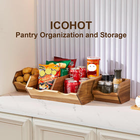 ICOHOT Acacia pantry bin small front view ideal for snacks and spices