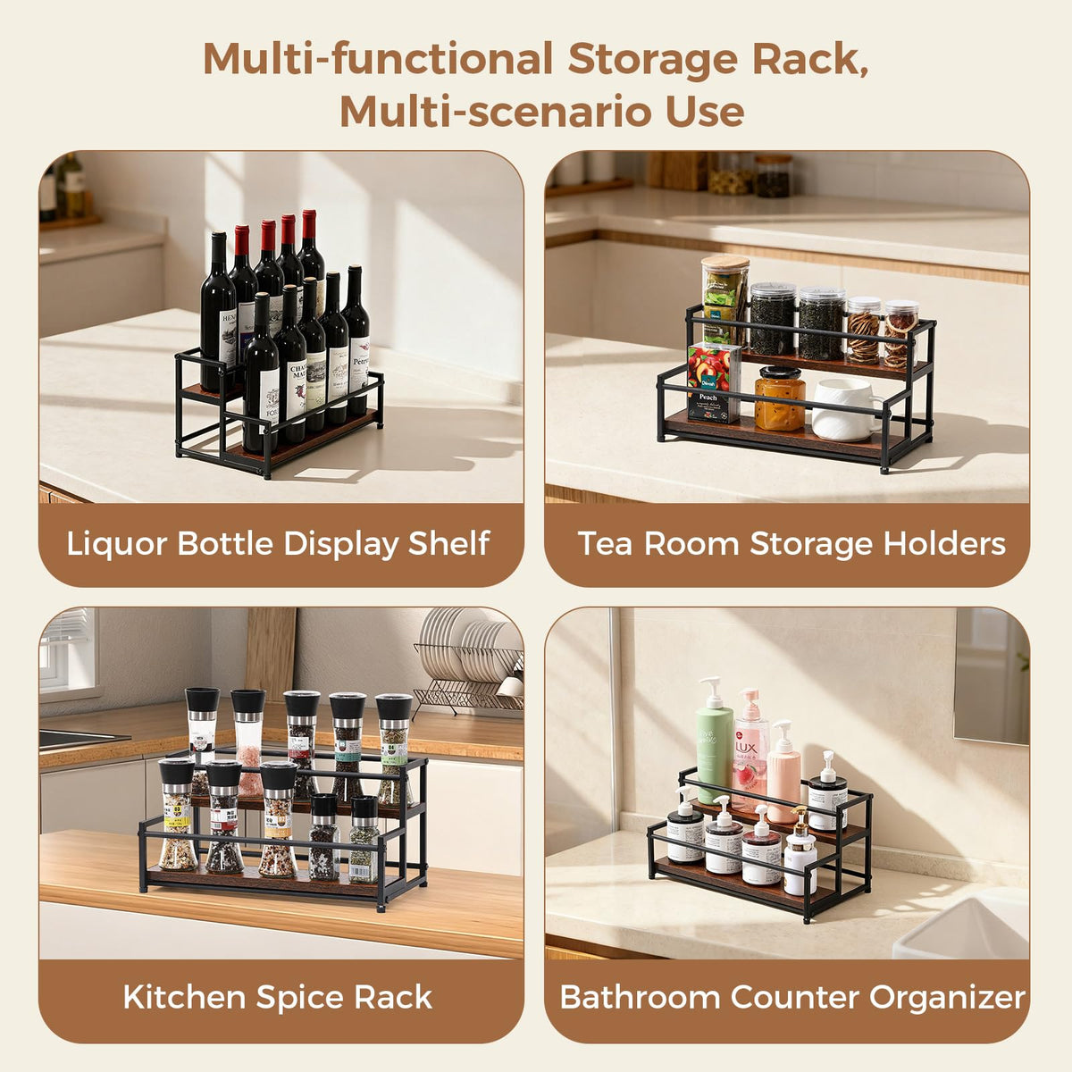ICOHOT multi-use-display shelf holds bottles, cups, or cosmetics with ease.
