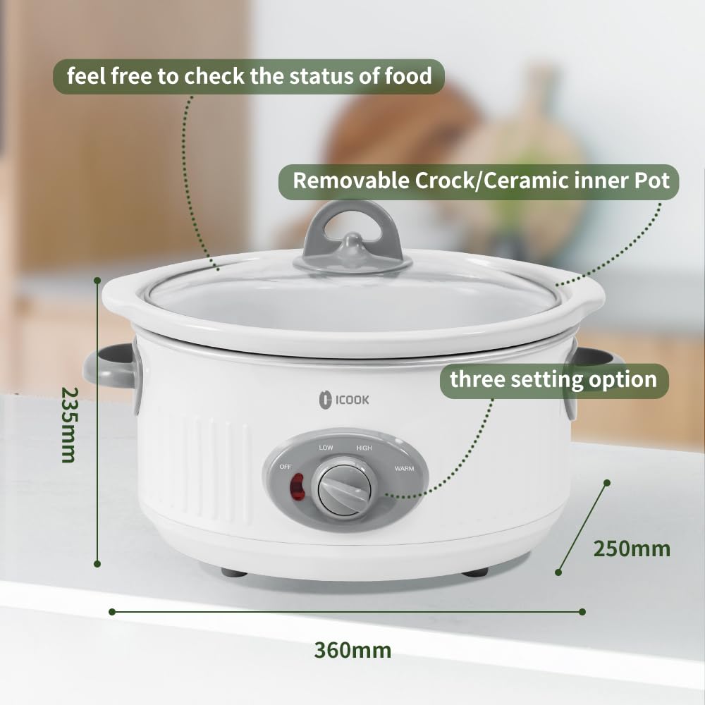 ICOOK cool-touch handles on oval base for comfortable carrying