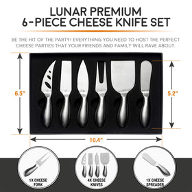 ICOSA Living Lunar cheese knife close-up highlighting the stainless steel blade