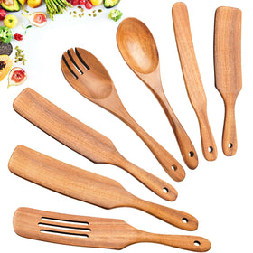 ICSTI Spurtles 7pc wooden spoon set for versatile cooking tasks