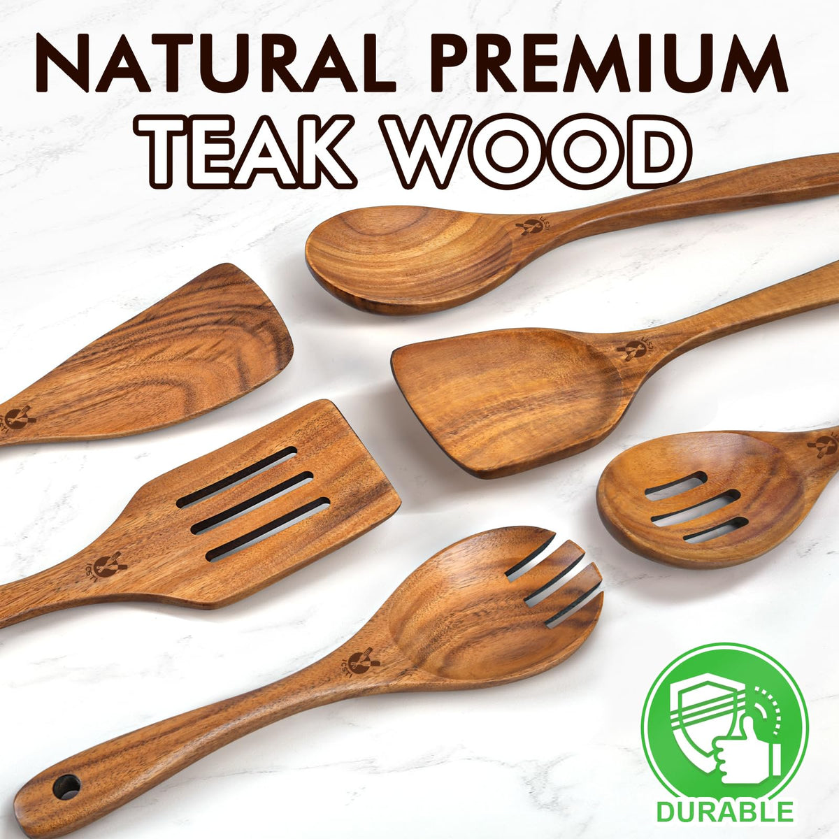 ICSTI teak salad fork wood utensil for mixing greens