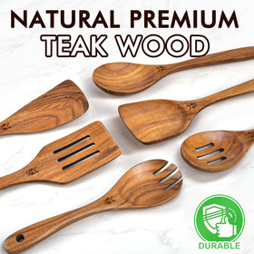 ICSTI teak salad fork wood utensil for mixing greens
