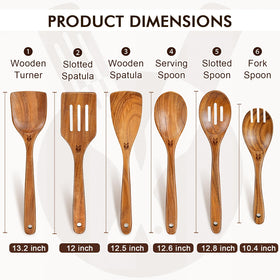 ICSTI teak serving spoon wood with appealing grain detail