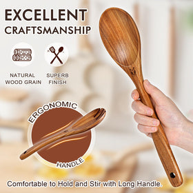 ICSTI teak slotted spatula protects non-stick pans