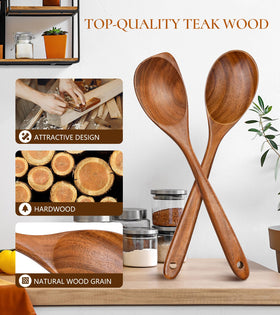 ICSTI teak corner spoon with right-hand grip for comfortable stirring