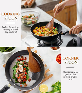 ICSTI teak spoon grain detail adds natural warmth to cooking