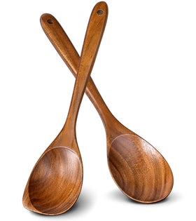 ICSTI teak spoon large for stirring in nonstick pans