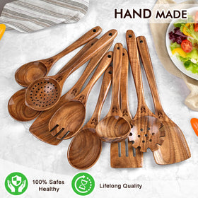 ICSTI teak mixing spoon for comfortable, precise stirring.