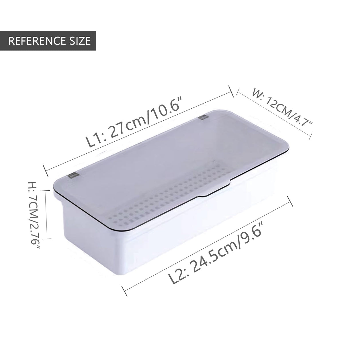 ICSTM portable white tray for RVs and camping storage.