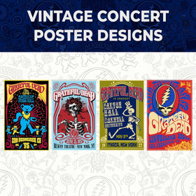 ICUP Grateful Dead pint glass set showing four designs for varied beverages.