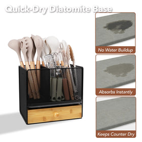 Idcymoul organizer with three compartments and three-section drawer