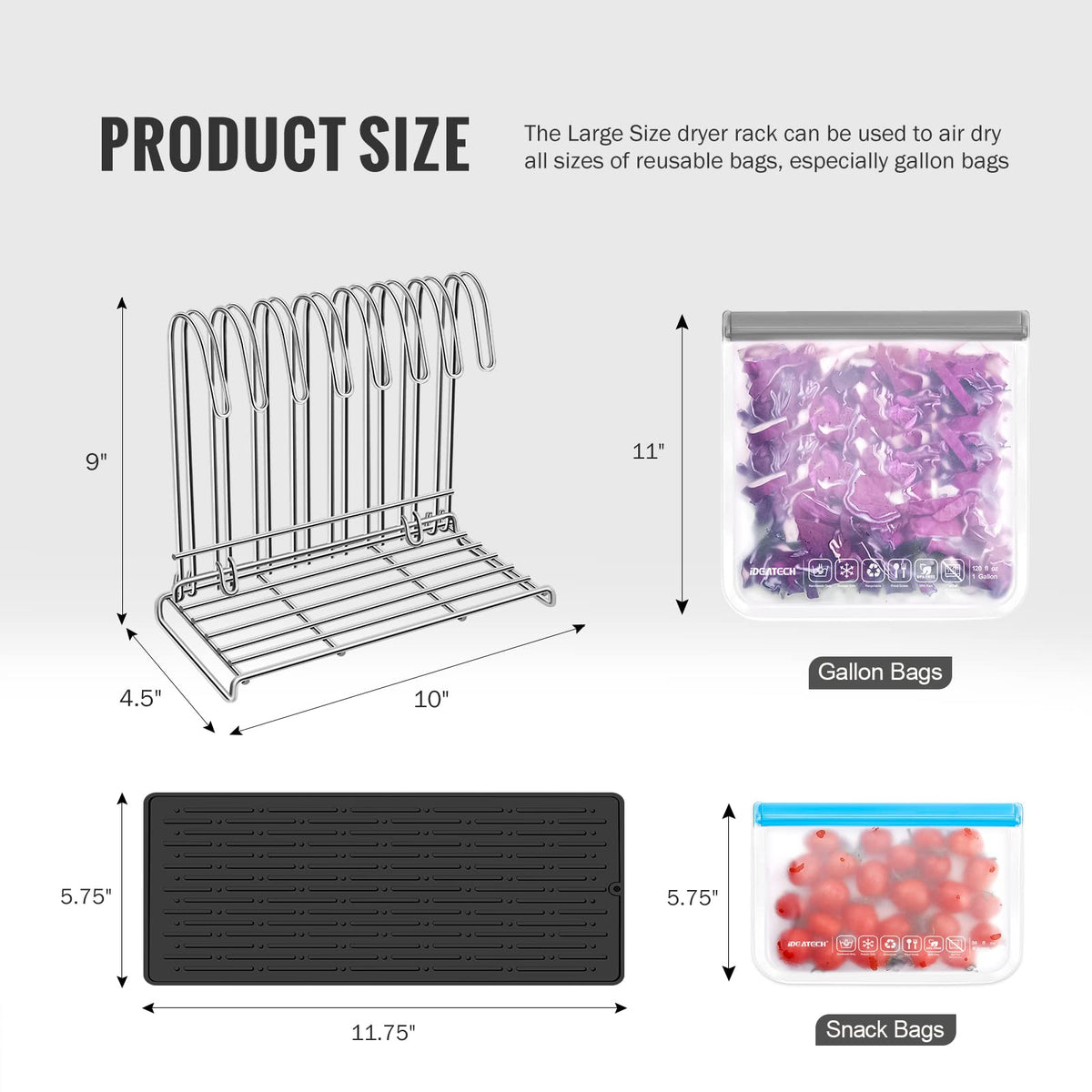 IDEATECH air-circulation design with eight double support rods promoting quick drying