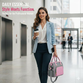 IDEATECH lunch bag pink front pocket and side bottle pockets for storage