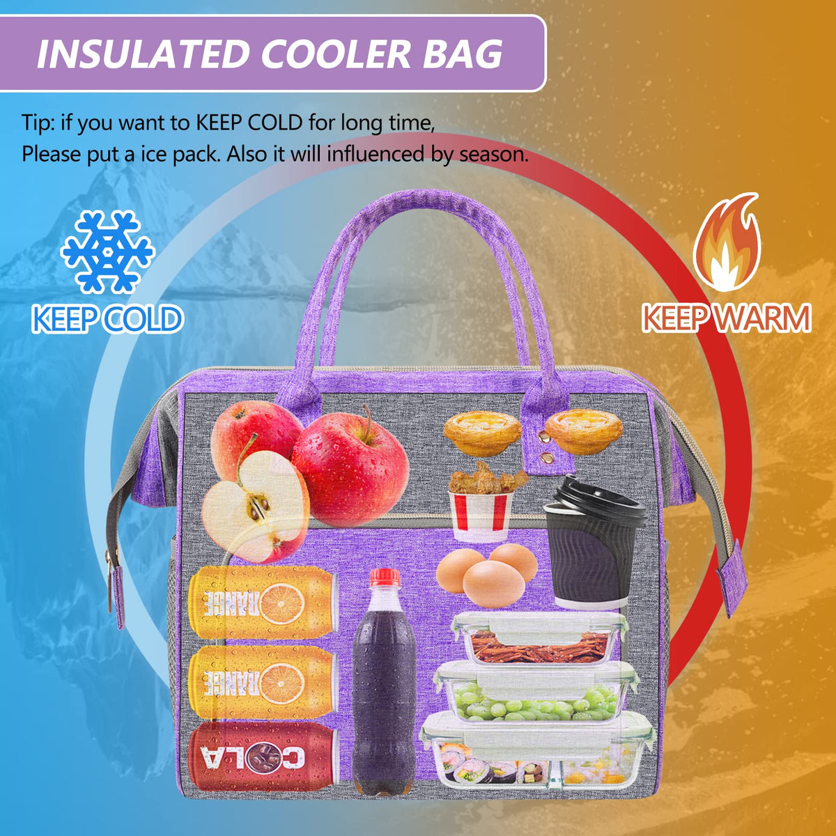 IDEATECH purple tote highlights leakproof zipper for mess-free transport