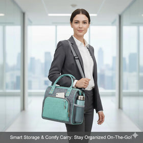 IDEATECH teal lunch bag wide opening for quick packing and retrieval.