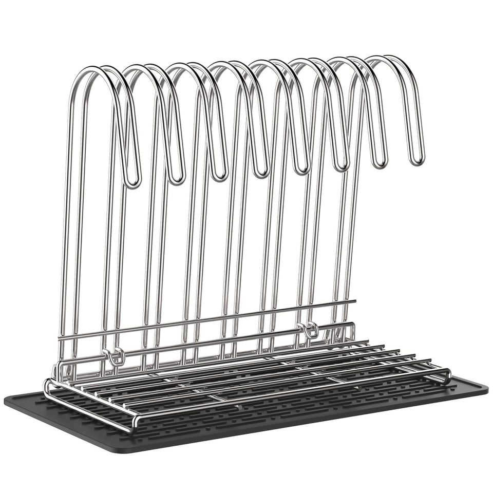 IDEATECH reusable bag rack with drying mat front view showing efficient air-drying on a clean counter