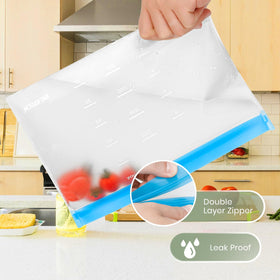 IDEATECH stand-up bag in fridge, keeping shelves tidy and accessible.