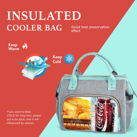 IDEATECH teal lunch bag with sturdy shoulder strap for easy carrying.