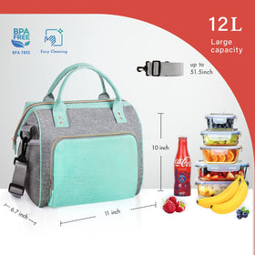 IDEATECH teal insulated bag with exterior pockets for essentials.
