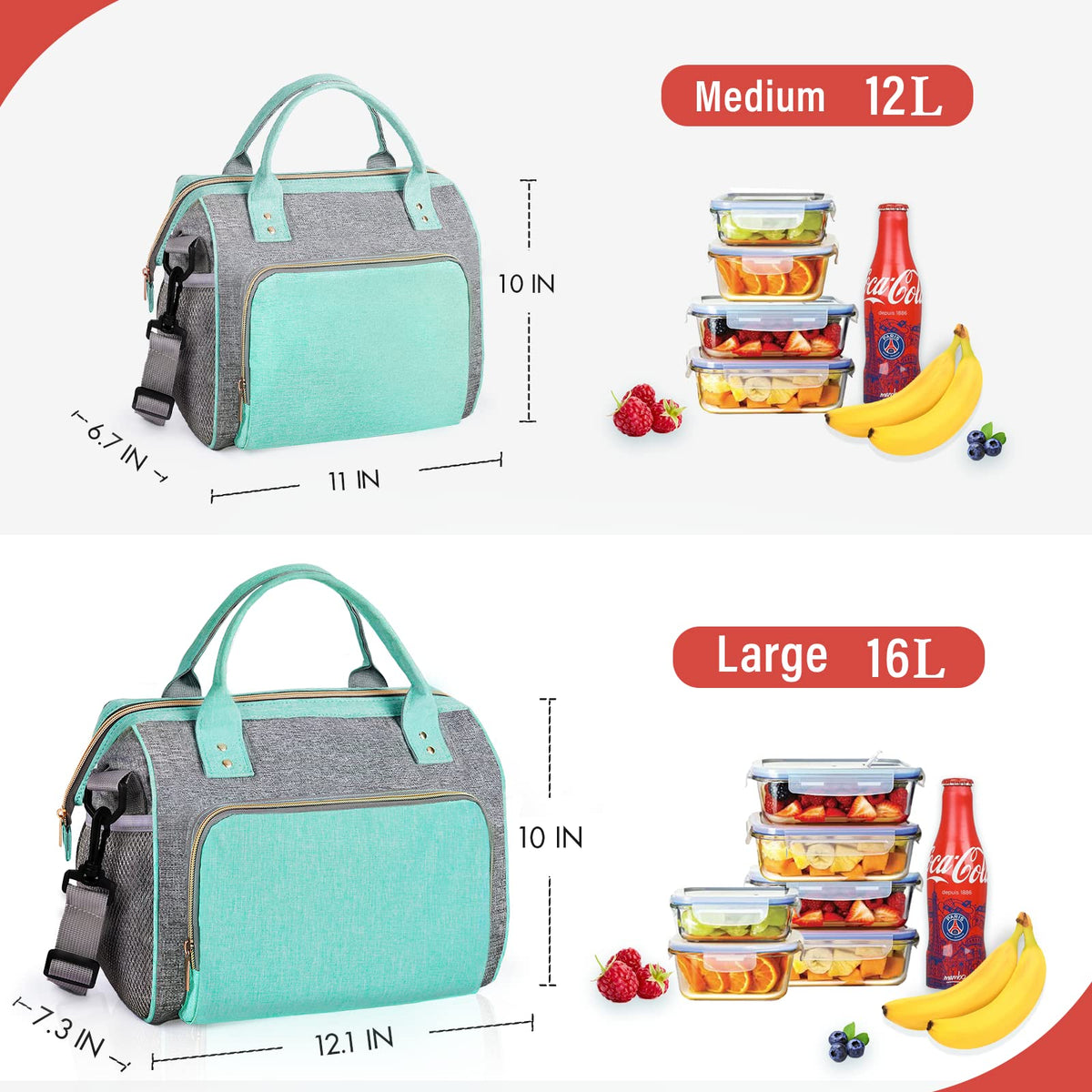IDEATECH teal lunch bag versatility for work, picnics, and travel.