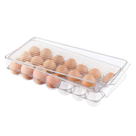 iDesign 21-egg holder with lid keeps eggs organized and easy to inventory.