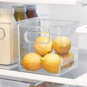 iDesign 6x6x6 bin in fridge organized produce and dairy.