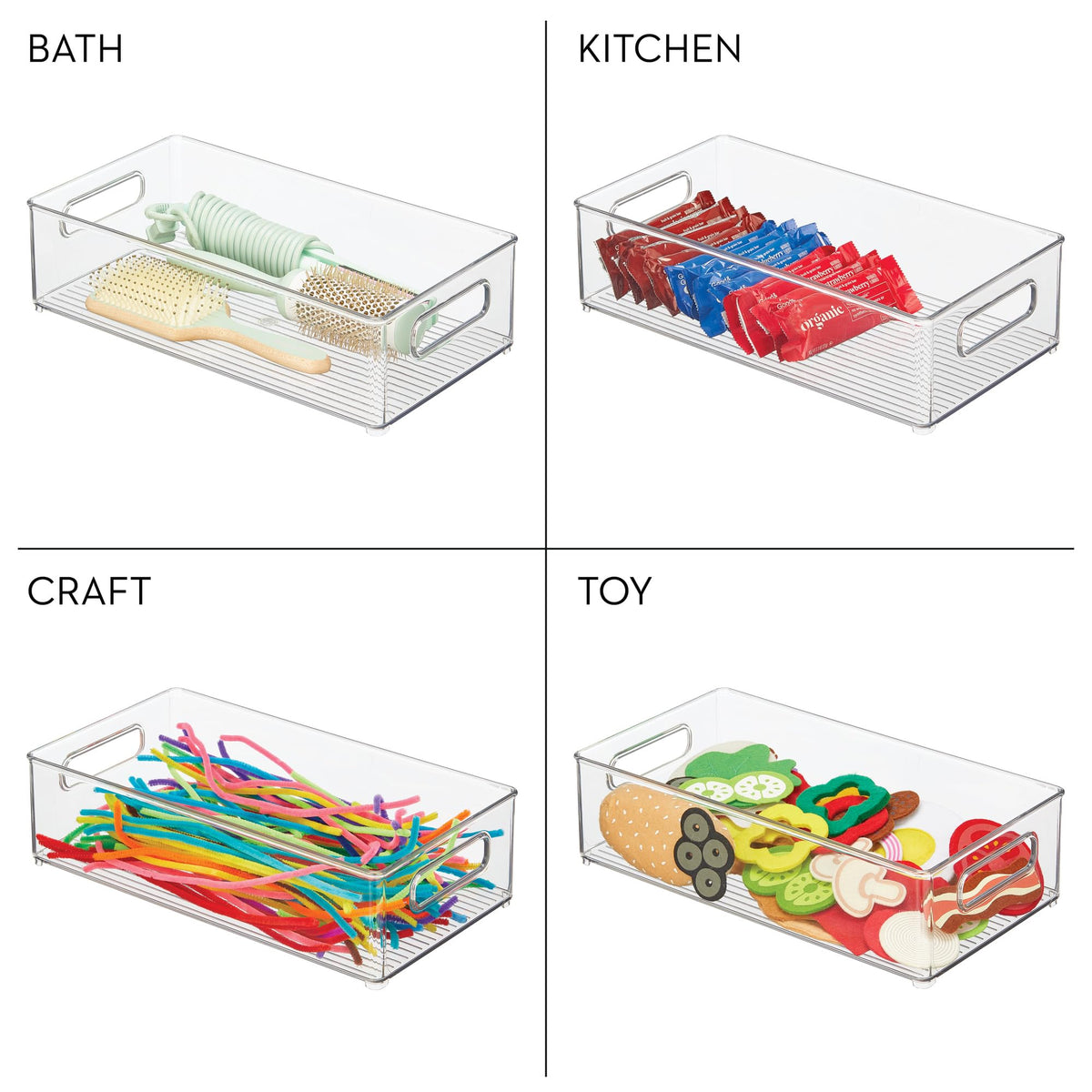 iDesign 2-pack storage bin optimizes refrigerator space efficiently.