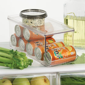 iDesign can organizer inside fridge keeping beverages visible and reachable.