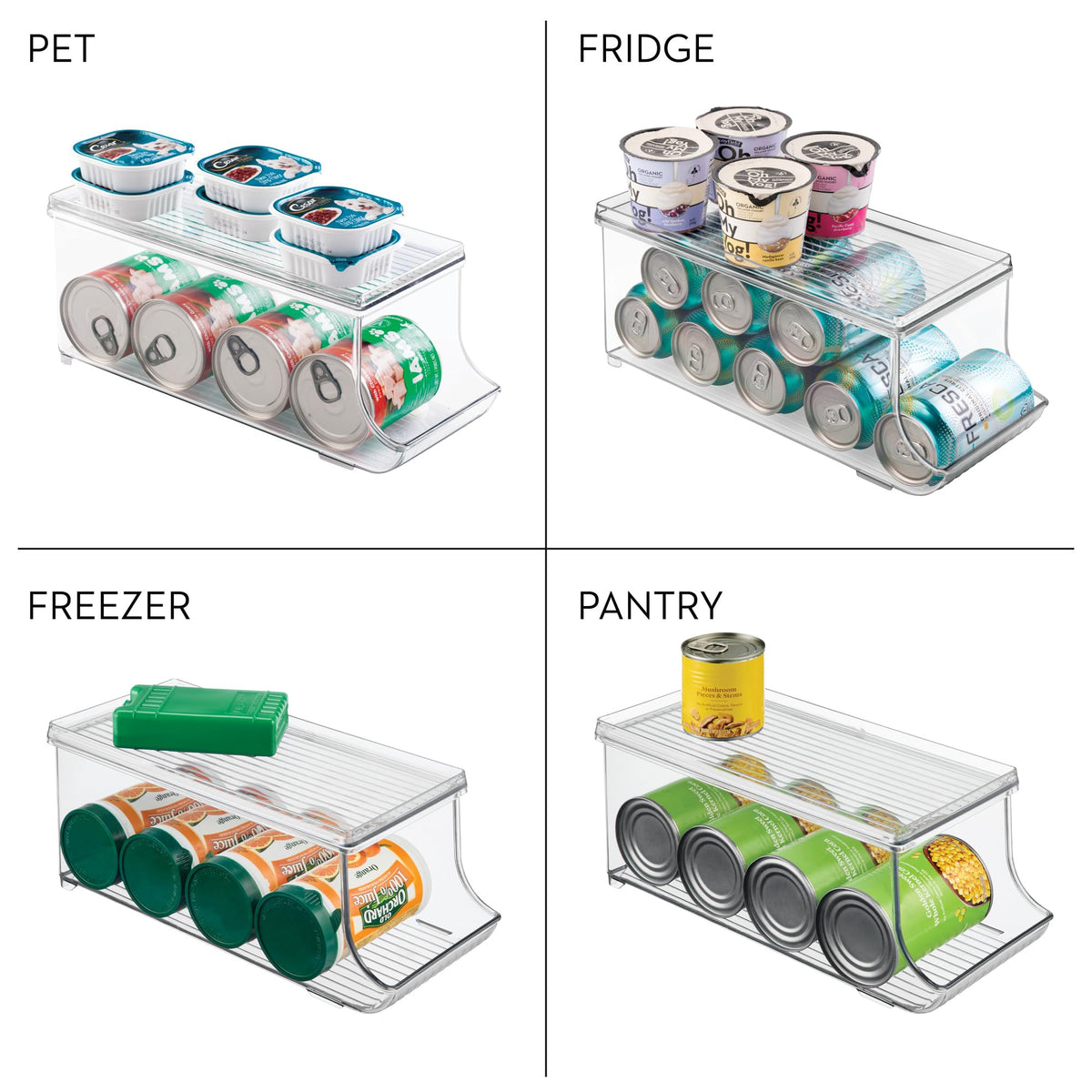iDesign can organizer set of 2 for versatile pantry and refrigerator storage.