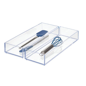 iDesign Clarity drawer organizer for bathroom vanity saves space and reduces clutter.