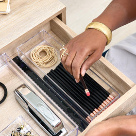 iDesign Clarity clear plastic construction provides durable, visible organization.