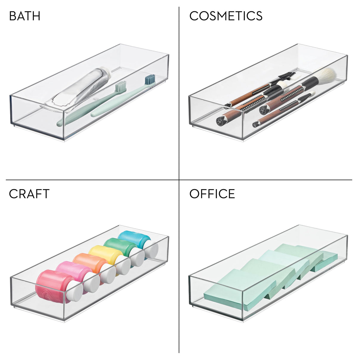 iDesign Clarity stackable design maximizes drawer space and flexibility.