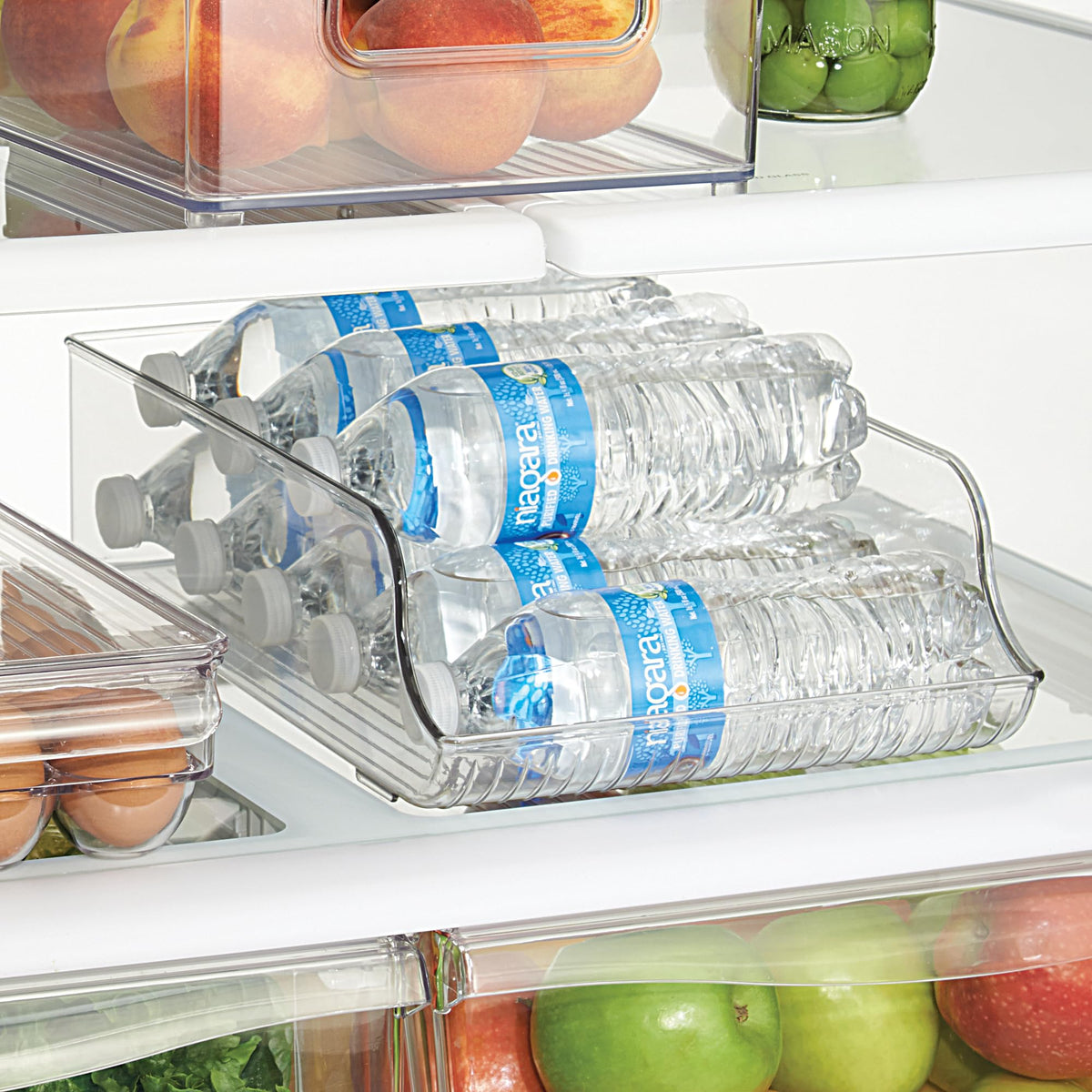 iDesign transparent organizer bin keeps beverages visible for quick grabbing